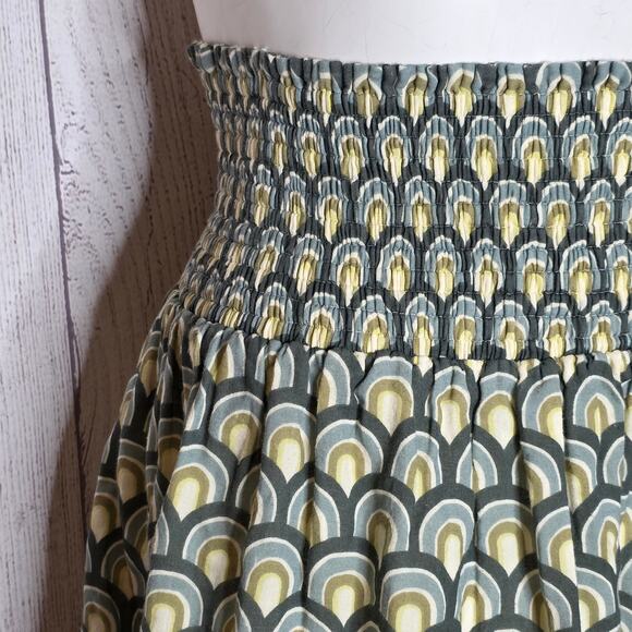 Kate Quinn Organic Cotton Smocked Skirt – Retro Rainbow Print, sz Large - Picture 2 of 5